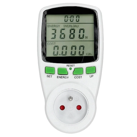 Miernik Mocy PMM1 z Pomiarem Zużycia Energii Emisji CO2 Kosztów Energii Biały KOBI
