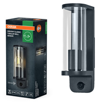 Kinkiet Ogrodowy Lampa Elewacyjna Zewnętrzna E27 Szary IP44 z Czujnikiem Ruchu i Zmierzchu Endura Osram