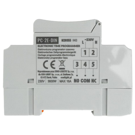 Programator Czasowy Włącznik Wyłącznik LCD Cyfrowy Harmonogram 7 Dni PC-2E-DIN Ecolight