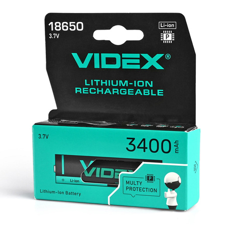 Akumulator Litowo Jonowy 3.7V 3400mAh 18650 1szt. VIDEX