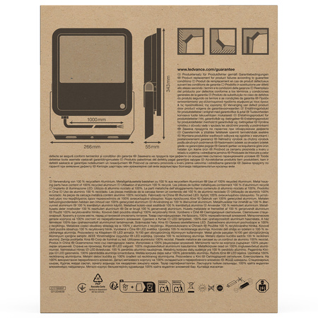 Naświetlacz LED Reflektor Zewnętrzny Lampa 125W 15000lm 4000K IP66 Czarny Z Czujnikiem Zmierzchu Floodlight Ledvance