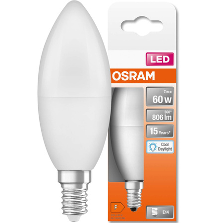 Żarówka LED E14 B35 7W = 60W 806lm 6500K Zimna 200° OSRAM STAR