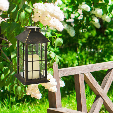 Lampa Ogrodowa LED Solarna Wisząca Latarenka Patyna 27cm