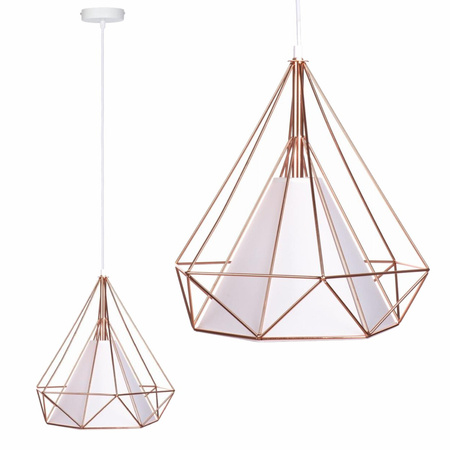 Lampa Wisząca Sufitowa Geometryczna LOFT DIAMENT 1x E27 Druciana ROSE GOLD Duża