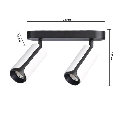 Lampa Sufitowa Spot Tuba Reflektor Oprawa Halogenowa 2x GU10 Ruchomy Czarny Biały Sento Masterled