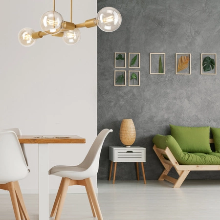 Lampa Wisząca Sufitowa ASTRID 4xE27 Złota Glamour LM-4.146 Lamkur