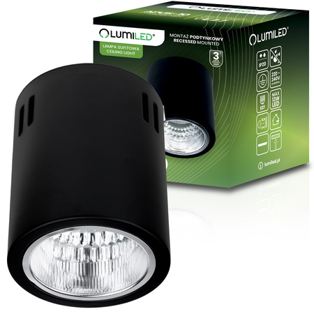 Oprawa Sufitowa Natynkowa Stała Okrągła APUS 10 Spot TUBA Czarna E27