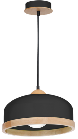 Lampa wisząca STUDIO 1xE27 Klasyczne Klosze Drewniane Wykończenie Czarna MLP8851 Milagro Metal + Drewno