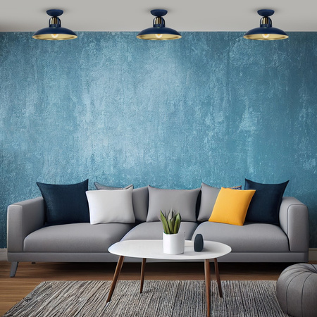 Lampa Sufitowa FELIX Granatowa Niebieska Złota 1xE27 Milagro