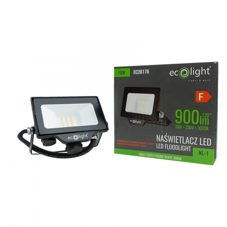 Naświetlacz LED Lampa Reflektor 10W 900lm 3000K Ciepła IP65 NL-1 Ecolight