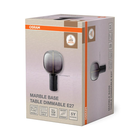Lampa Stołowa Dekoracyjna Oprawa Oświetleniowa E27 Czarna Ściemnialna Decor Marble Base Table Dim Osram
