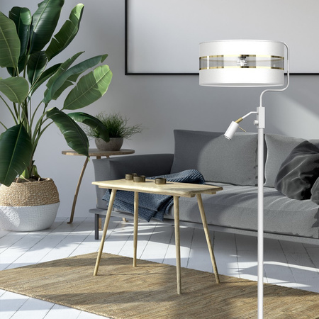 Lampa Podłogowa Stojąca ULTIMO Biała 1xE27 + 1xmini GU10 Milagro