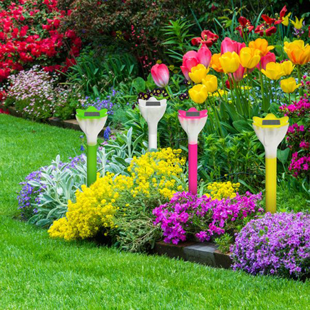 Lampa Ogrodowa LED Solarna Wbijana TULIPANEK Zielony