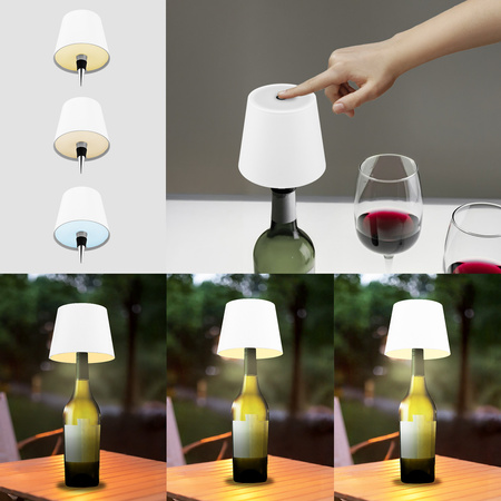 Lampka Biurkowa Stołowa Nocna Korek do Butelki Wina USB CCT 3 Barwy SALCO Biała LUMILED