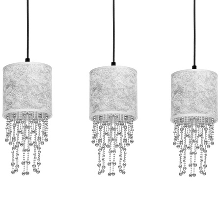 Lampa wisząca ALMERIA 3xE27 Elegancka Sznury Korali Srebrna MLP6435 Milagro Metal + Tworzywo sztuczne+ Tkanina
