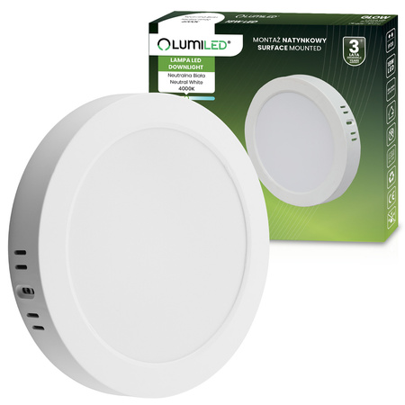 Oprawa Natynkowa Lampa LED Natynkowa Sufitowa 18W Okrągła 4000K GLOW Biała LUMILED