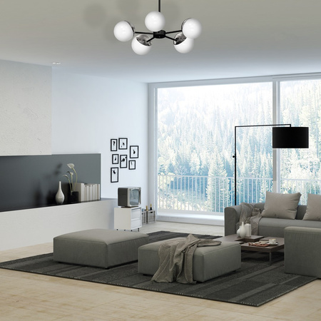 Lampa Sufitowa Żyrandol SFERA Czarna Chrom 5xE14 Milagro