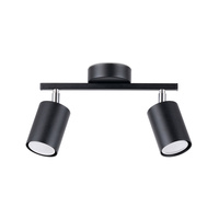 Lampa Sufitowa Listwa Oświetleniowa 2x GU10 Tuba Ruchoma Tubularna Czarna Minimalistyczna Lemmi Sollux