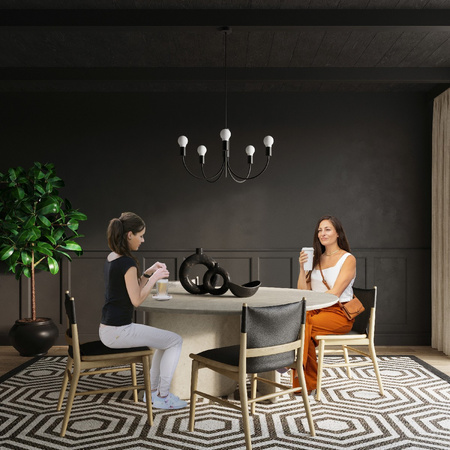 Lampa Sufitowa Wisząca Zwis 5x E27 Żyrandol Nieregularna Czarna Nowoczesna Piccolo Sollux