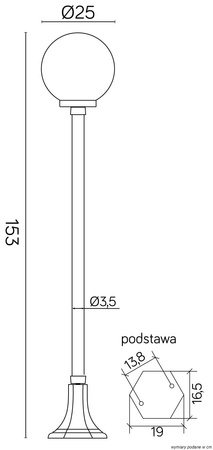 Lampa Ogrodowa Zewnętrzna Stojąca SŁUPEK KULE CLASSIC K 5002/1/KP 250 E27 153cm Su-Ma