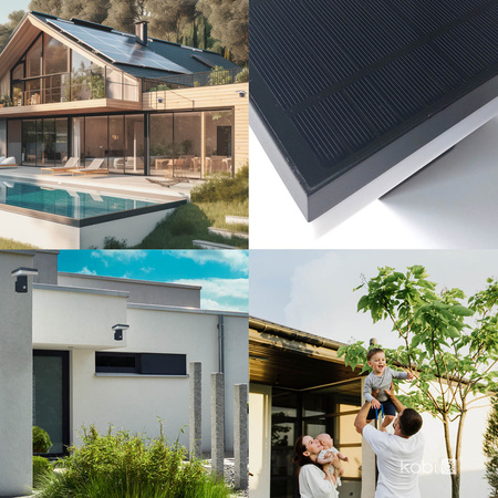 Lampa Solarna Ogrodowa Kinkiet Elewacyjny Zewnętrzny 6W 370lm 4000K Neutralna IP44 Czarna Solaris Kobi