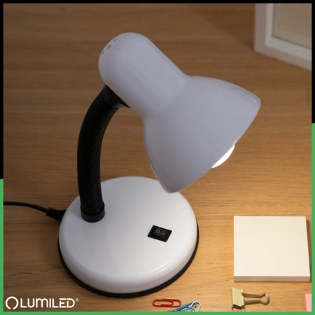 Lampka Biurkowa Stołowa Regulowana SARA Szkolna Nocna E27 Biała LUMILED