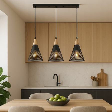 Lampa Sufitowa Oprawa Wisząca 3x E27 Czarna Brązowa Hira Masterled