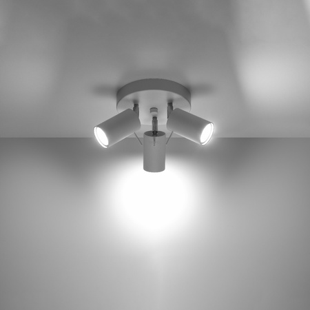 Lampa Sufitowa Oprawa Natynkowa SPOT TUBA Reflektor 3x GU10 Ruchoma Tubularna Biała Nowoczesna Ring Sollux