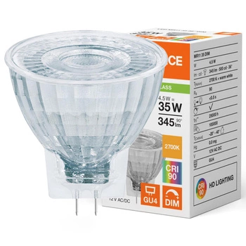 Żarówka LED MR11 GU4 4.5W = 35W 345lm 2700K Ciepła Biała 12V FILAMENT ŚCIEMNIALNA LEDVANCE