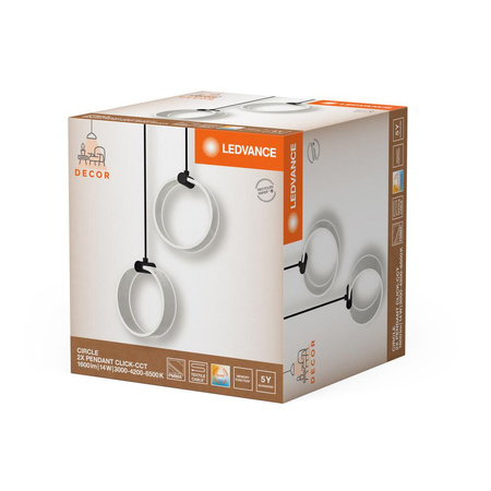 Lampa Sufitowa Wisząca Dekoracyjna LED 14W 930lm 3000K - 4200K - 6500 K CCT Czarny Decor Ledvance