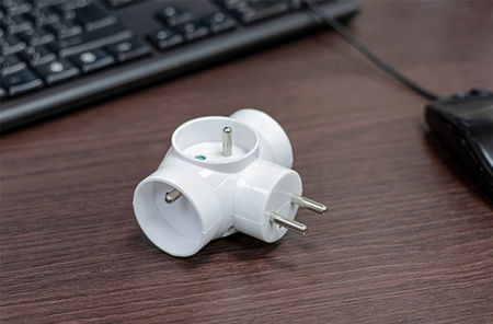 Rozgałęźnik Sieciowy Elektryczny Z Bolcem R- 31 Złodziejka 3 Gniazdka Z Uziemieniem VAYOX