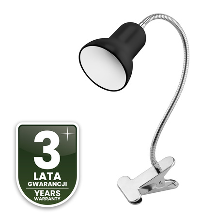Lampka Biurkowa Stołowa Regulowana DONA Szkolna Nocna E27 Klips Czarna LUMILED