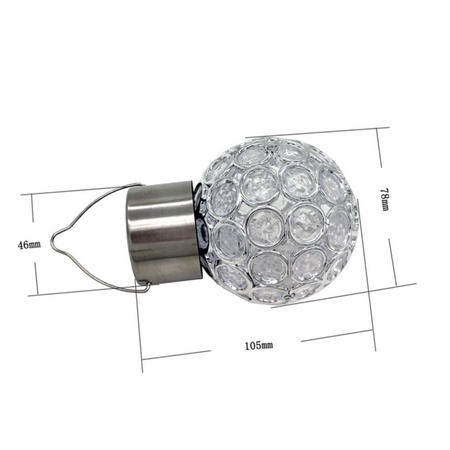 Lampa ogrodowa LED solarna KULA Plaster 8cm LED RGB wisząca Volteno