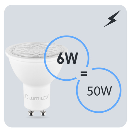 Zestaw 10x Żarówka LED GU10 6W = 50W 580lm 4000K Neutralna Regulowana 24° 36° 60° LUMILED