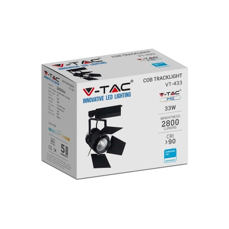 Reflektor szynowy LED 33W 5000K Czarny Samsung Chip VT-433 V-TAC - 5 Lat Gwarancji