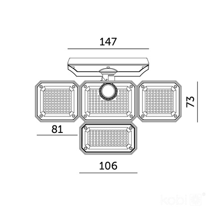 Naświetlacz LED Solarny Zewnętrzny Ogrodowy 2.5W lm 6500K Zimny z Czujnikiem Ruchu i Zmierzchu IP44 Czarny Glow Kobi