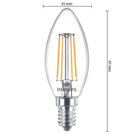 Zestaw 6x Żarówka LED Świeczka E14 B35 4.3W = 40W 470lm 2700K Ciepła Filament PHILIPS