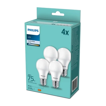 4PAK Żarówka LED E27 A60 10W = 75W 1055lm 4000K Neutralna Mleczny PHILIPS 