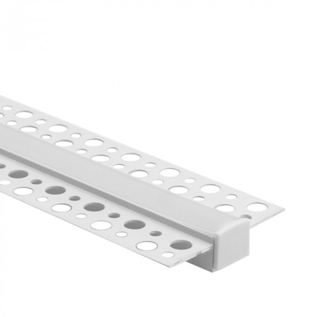 Profil Aluminiowy LED do Płyt GK Gipsowych REGIPS Wpuszczany Podtynkowy Biały 2m z Kloszem Mlecznym do Taśm LED + Zaślepki seria GP Ecolight