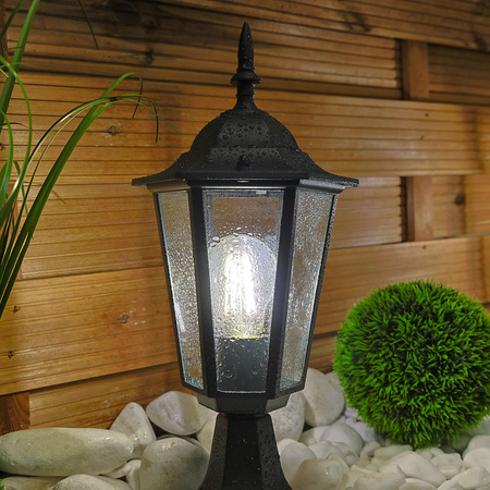 Lampa Ogrodowa Zewnętrzna E27 SŁUPEK LATARNIA 39cm Czarna BELLIS LUMILED