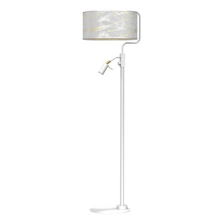 Lampa Podłogowa Stojąca SENSO Biała Złota 1xE27 + 1x mini GU10 Milagro