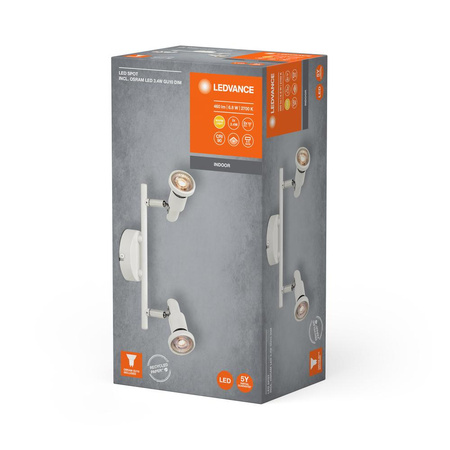 Lampa LED Ścienna Sufitowa Kinkiet Oprawa Natynkowa 6.8W 460lm 3000K Ciepła Ściemnialna Biały LED Spot Ledvance