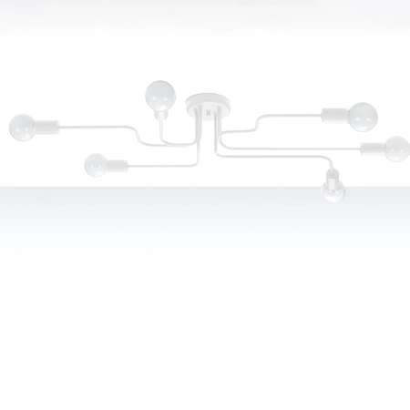 Lampa Sufitowa Oprawa Natynkowa Wisząca Zwis 6x E27 Żyrandol Nieregularna Biała Industrialna Vector Sollux