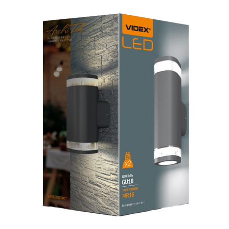 Kinkiet Ogrodowy Lampa Elewacyjna Zewnętrzna IP54 2x GU10 Szara BRUNO Videx