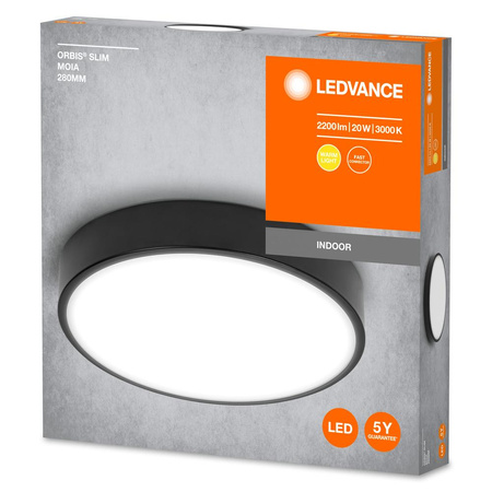 Plafon LED Lampa Sufitowa Natynkowa 20W 1500lm 3000K Ciepła Czarny 28cm Ceiling Ledvance