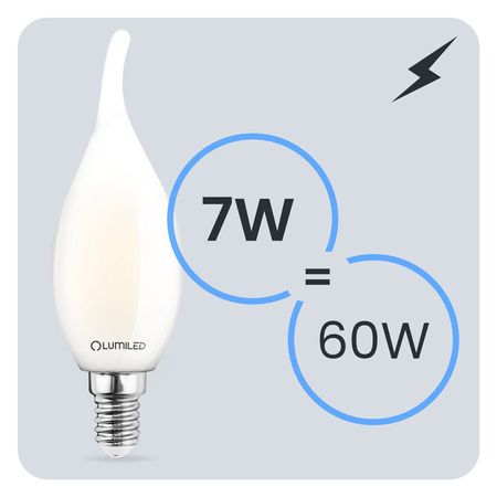 Żarówka LED E14 Świeczka BA35 7W = 60W 806lm 3000K Ciepła 360° LUMILED