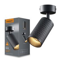 Lampa Ścienna Sufitowa Kinkiet 1x GU10 Czarna GRANT Videx