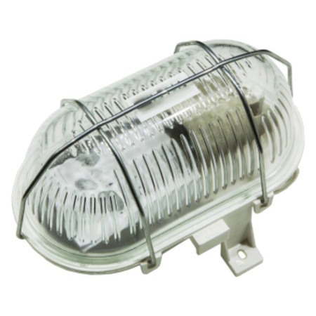 Oprawa LED E27 KANAŁOWA Lampa Garażowa Owal 60W Siatka Metal IP44 Biała KOBI