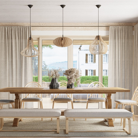 Lampa Sufitowa Wisząca Zwis E27 Geometryczna Brązowa Skandynawska Elza Sollux