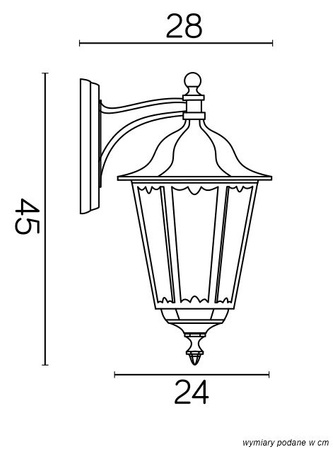 Lampa Ogrodowa Zewnętrzna Elewacyjna KINKIET LED Retro Classic K 3012/1/D E27 Su-Ma